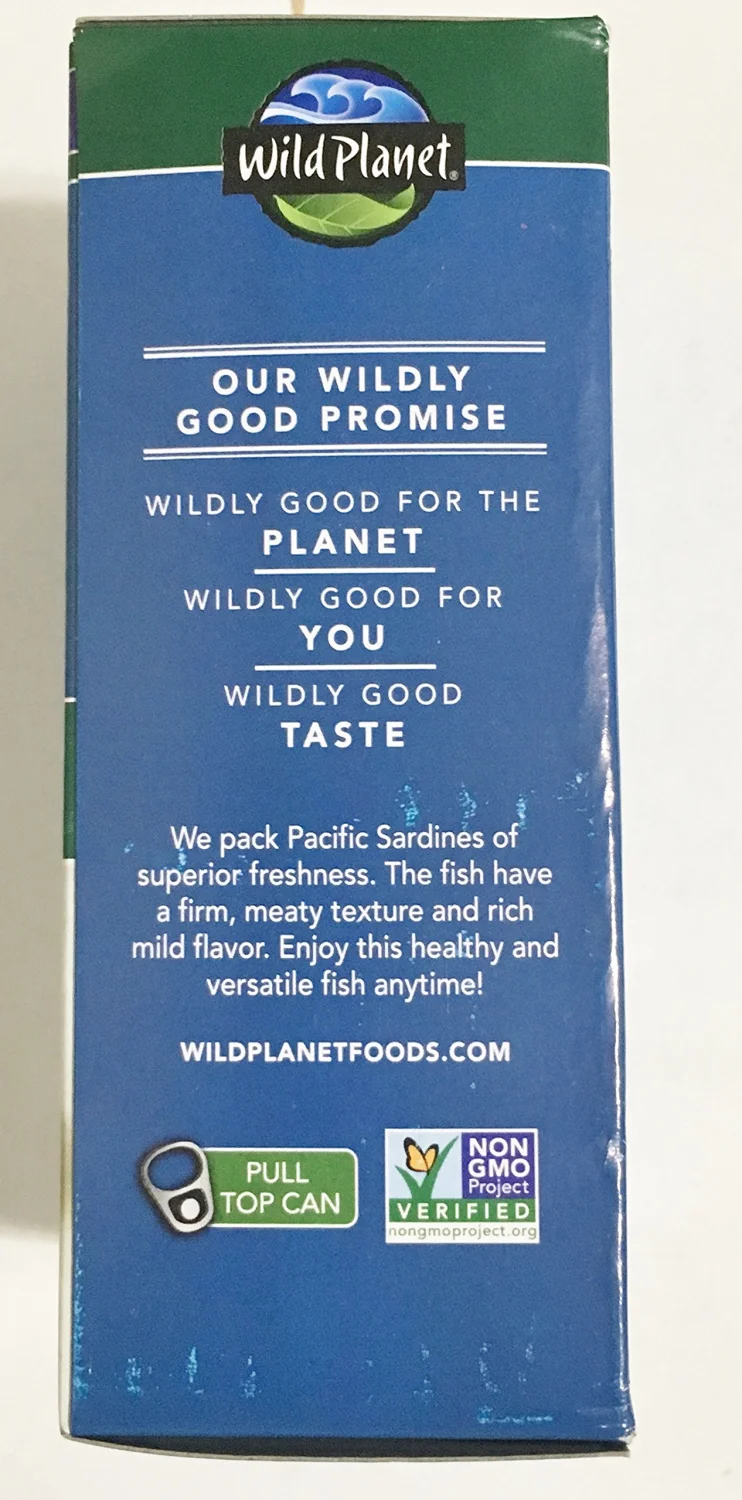 Wild Planet Wild Pacific Sardines in Extra Virgin Olive Oil 4.375 Ozs. Pack of 18