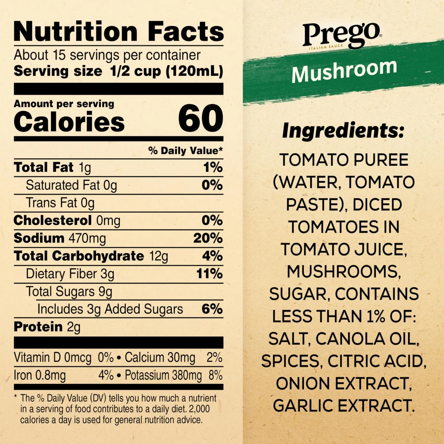 Prego Fresh Mushroom Pasta Sauce, 67 Oz Jar (Pack of 2)