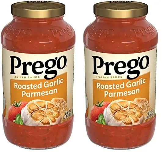 Prego Pasta Sauce, Italian Tomato Sauce with Roasted Garlic & Parmesan Cheese, 24 oz Jar (Pack of 2)