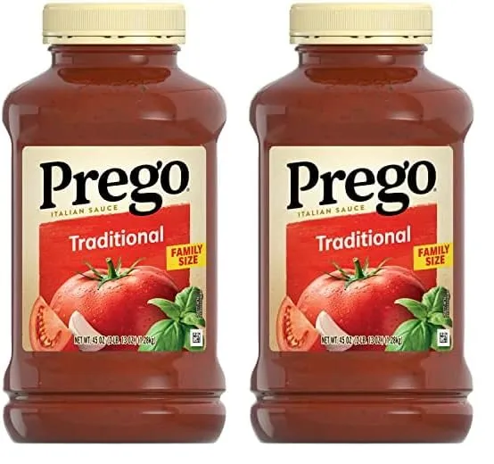 Prego Traditional Pasta Sauce, 45 Oz Jar (Pack of 2)
