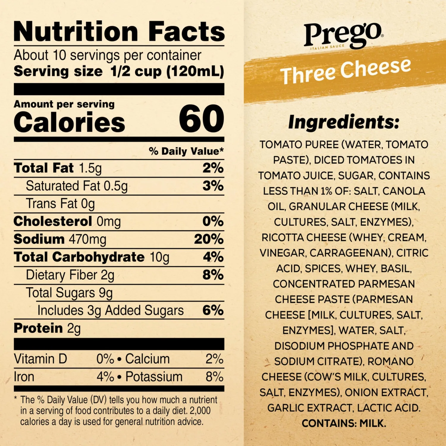 Prego Three Cheese Pasta Sauce, 45 Oz Jar