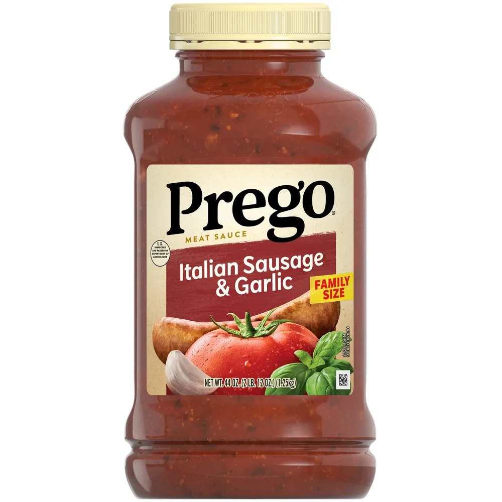 Prego Italian Sausage and Garlic Meat Sauce, 44 OZ Jar