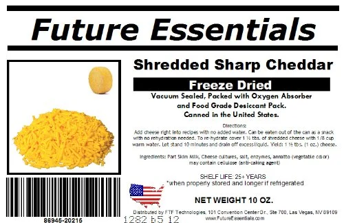 Future Essentials Freeze Dried Shredded Sharp Cheddar Cheese (10 oz)