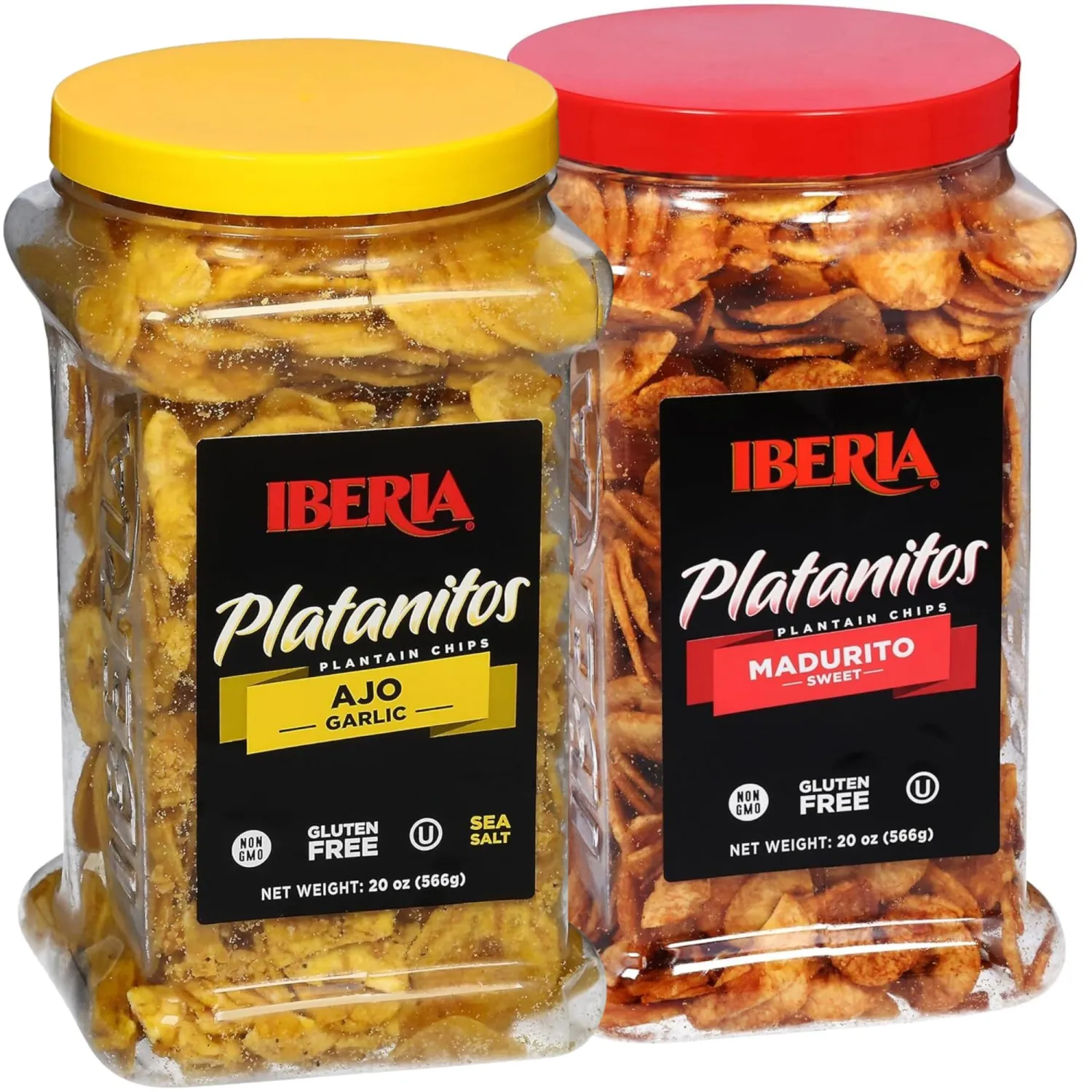 Iberia Garlic Plantain Chips, 20 Oz. + Iberia Maduritos Naturally Sweet Plantain Chips, 20 Oz.
