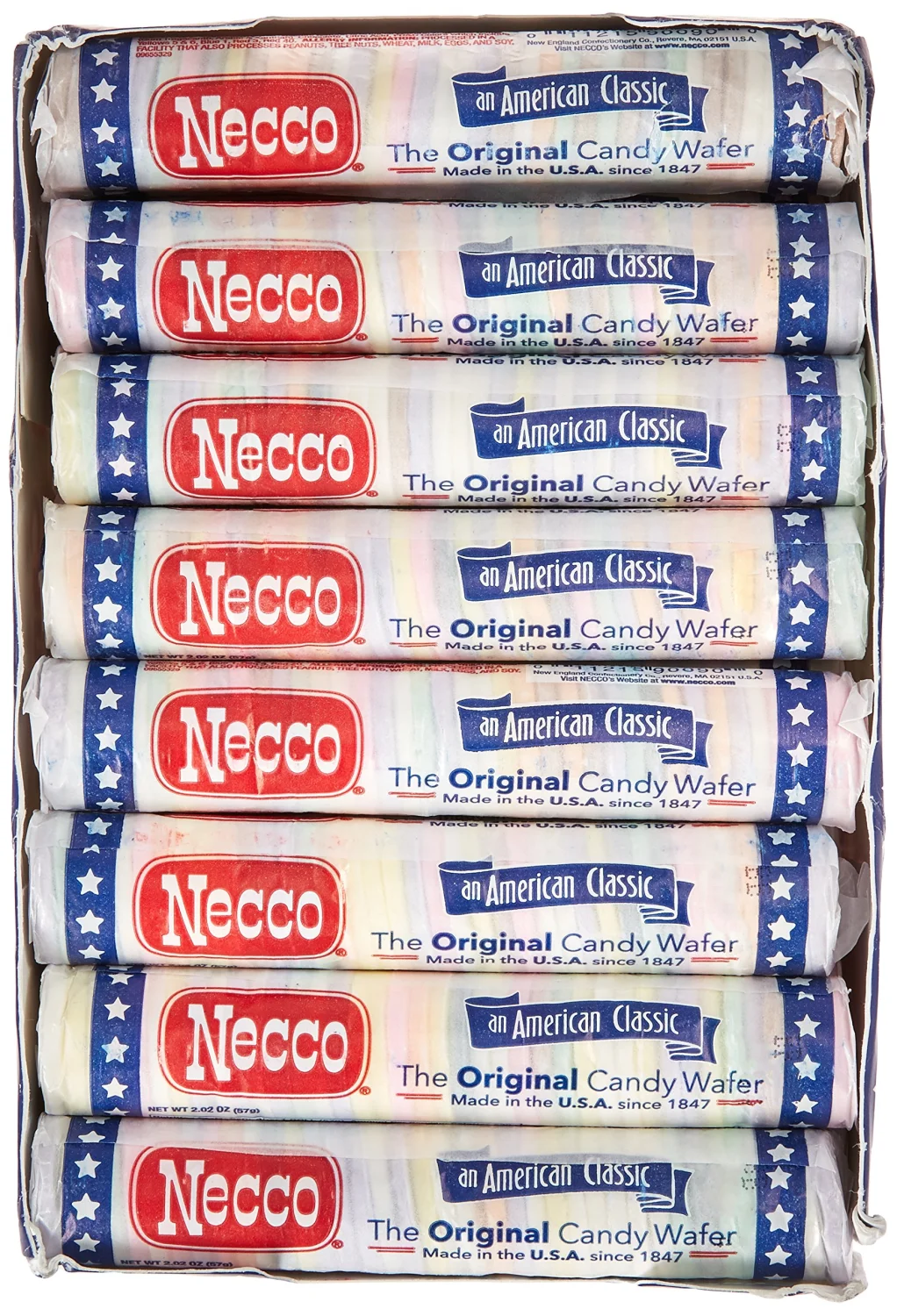 Necco Assorted Original Candy Wafers 24-2.02 oz Rolls, Net Wt 3 lbs