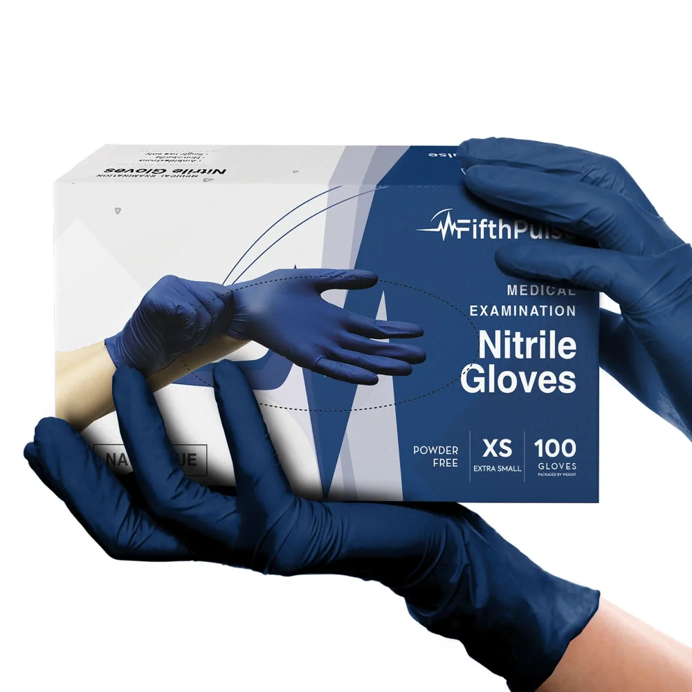 Navy Nitrile Disposable Gloves X Small, 100 Count - Powder and Latex Free Medical Gloves - 3 Mil Surgical Gloves - Food Safe Gloves