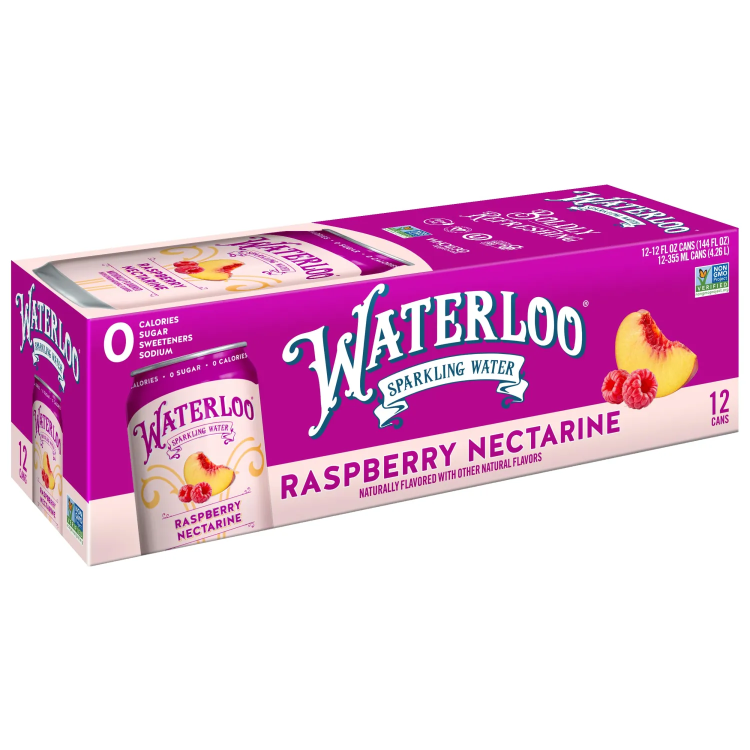 Waterloo Sparkling Water, Raspberry Nectarine Naturally Flavored, 12 Fl Oz Cans (Pack of 12) – Zero Calories and Zero Sugar or Sweeteners of Any Kind