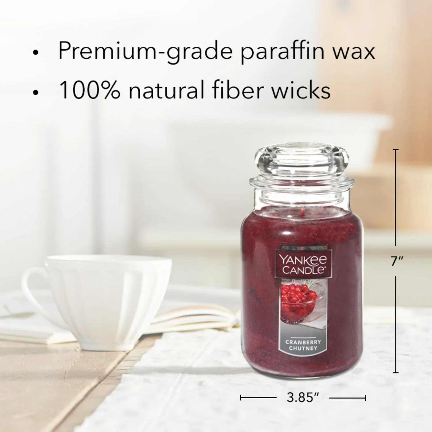 Yankee Candle Cranberry Chutney Scented, Classic 22oz Large Jar Single Wick Candle, Over 110 Hours of Burn Time, Great for gifting