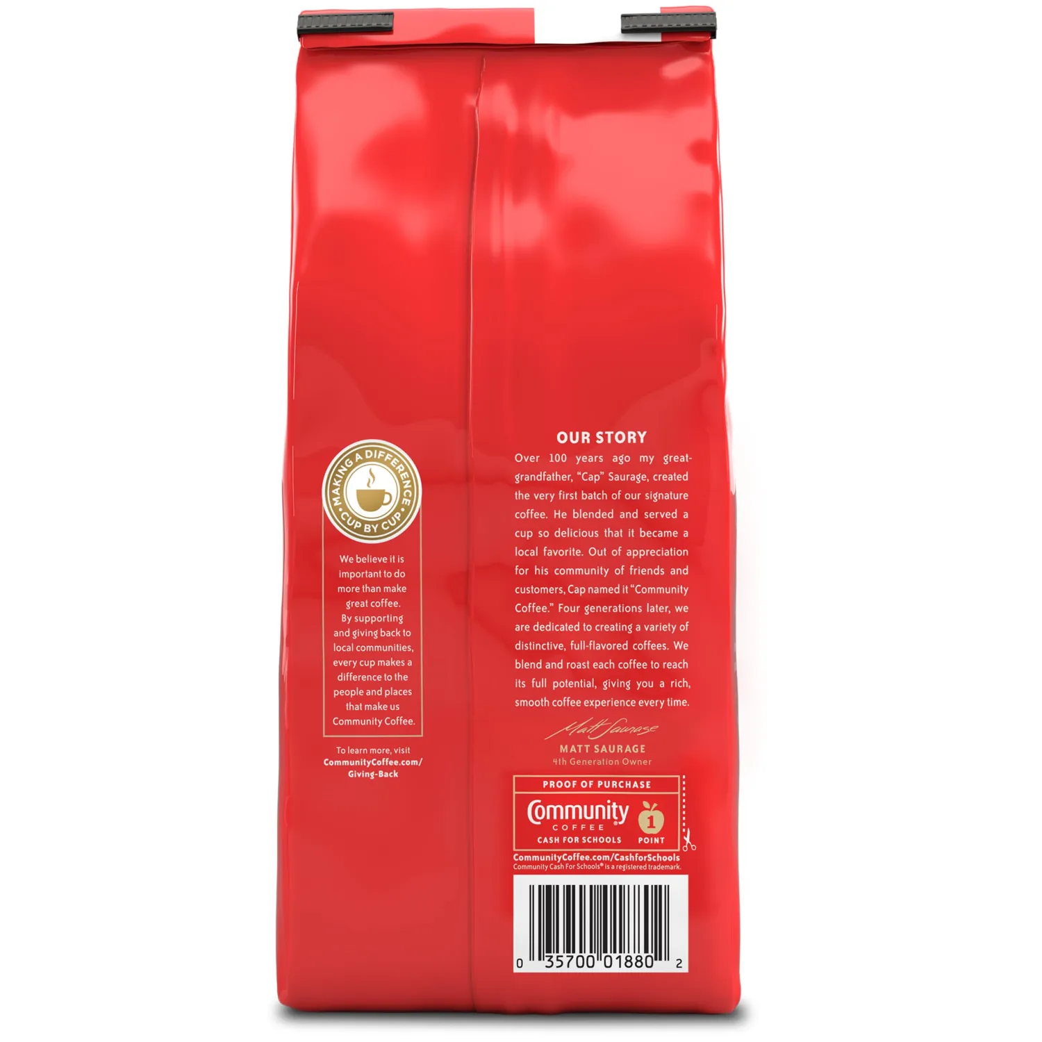Community Coffee Breakfast Blend Whole Bean Coffee, Medium Roast, 12 oz Bag
