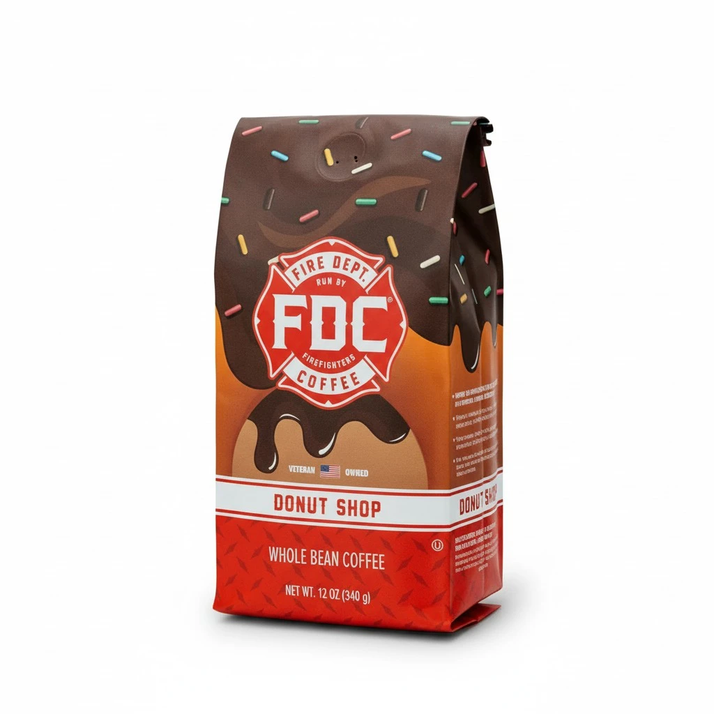 Fire Department Coffee - Gives Back to Firefighters - Sweet & Smooth Donut Shop Coffee Beans - Medium Roast - Roasted in the USA - Veteran Owned - 12 oz