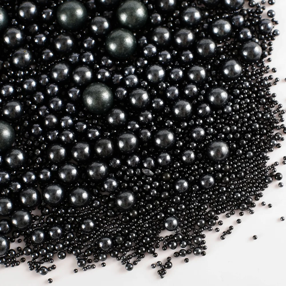 Kasvan Black Pearl Sugar Sprinkles - Edible Candy Pearls 130g/4.58 Oz, Mix Size, Baking Cake Decorations, Ice Cream Toppings and Cookie Decorating, Wedding Party Chirstmas Supplies