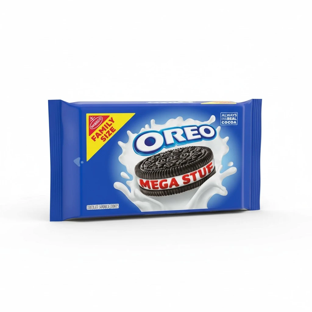 OREO Mega Stuf Chocolate Sandwich Cookies, Family Size, 17.6 oz