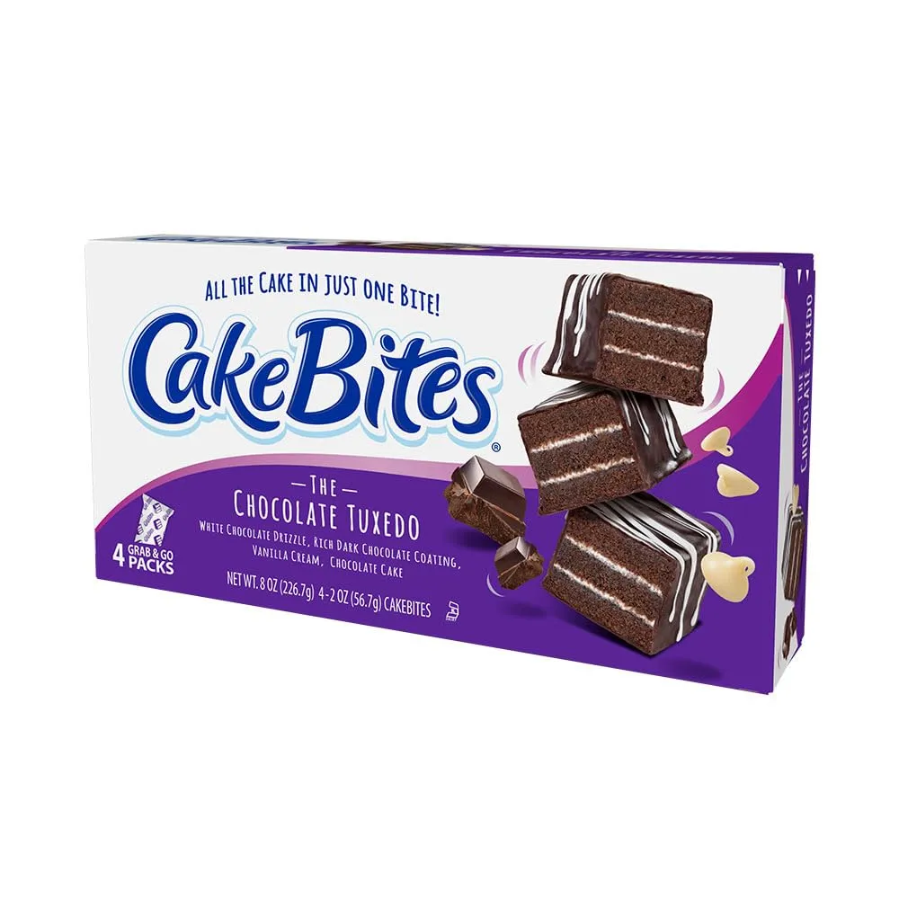 The Original Cakebites by Cookies United, Grab-and-Go Bite-Sized Snack (Chocolate Tuxedo, 2 Ounce (Pack of 4)