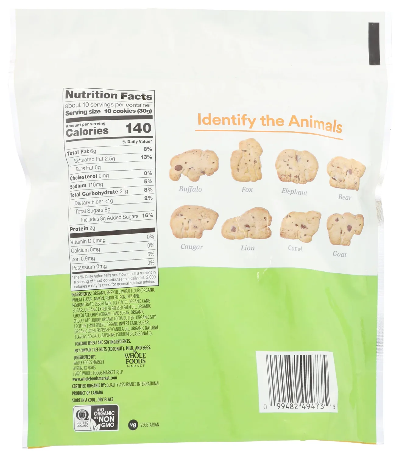 365 by Whole Foods Market, Cookie Animal Chocolate Chip Organic, 11 Ounce