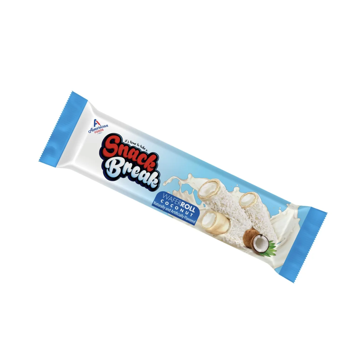 Snack Break Coconut Rolled Wafers - 24 Individually Wrapped Coconut Wafer Rolls (Pack of 3) with Creamy Coconut Filling - Snacks for Kids & Adults