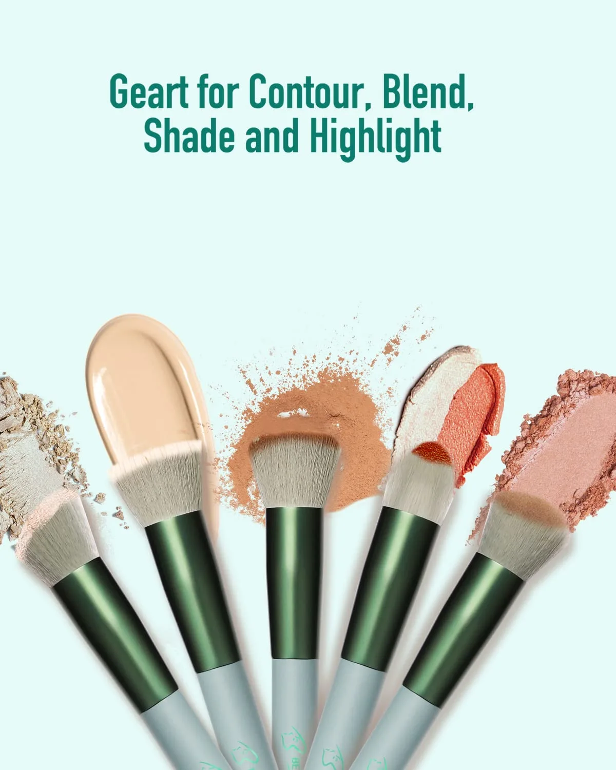 BESTOPE PRO 16 Pcs Makeup Brush Set Makeup Brushes for Eyes and Face, Blending Brush for Foundation, Premium Synthetic Powder Concealers Makeup Brushes, Eye Shadows Brushes, Eyeliner Brushes Green