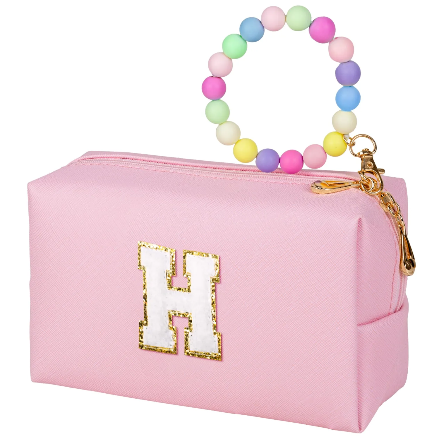 Birthday Gifts for Kids Girls Women, Cute Makeup Pouch, Initial Birthday Gifts Bag for Daughter Friends Sister, Preppy Things For Girls, Gift for Christams New Year (Letter H)