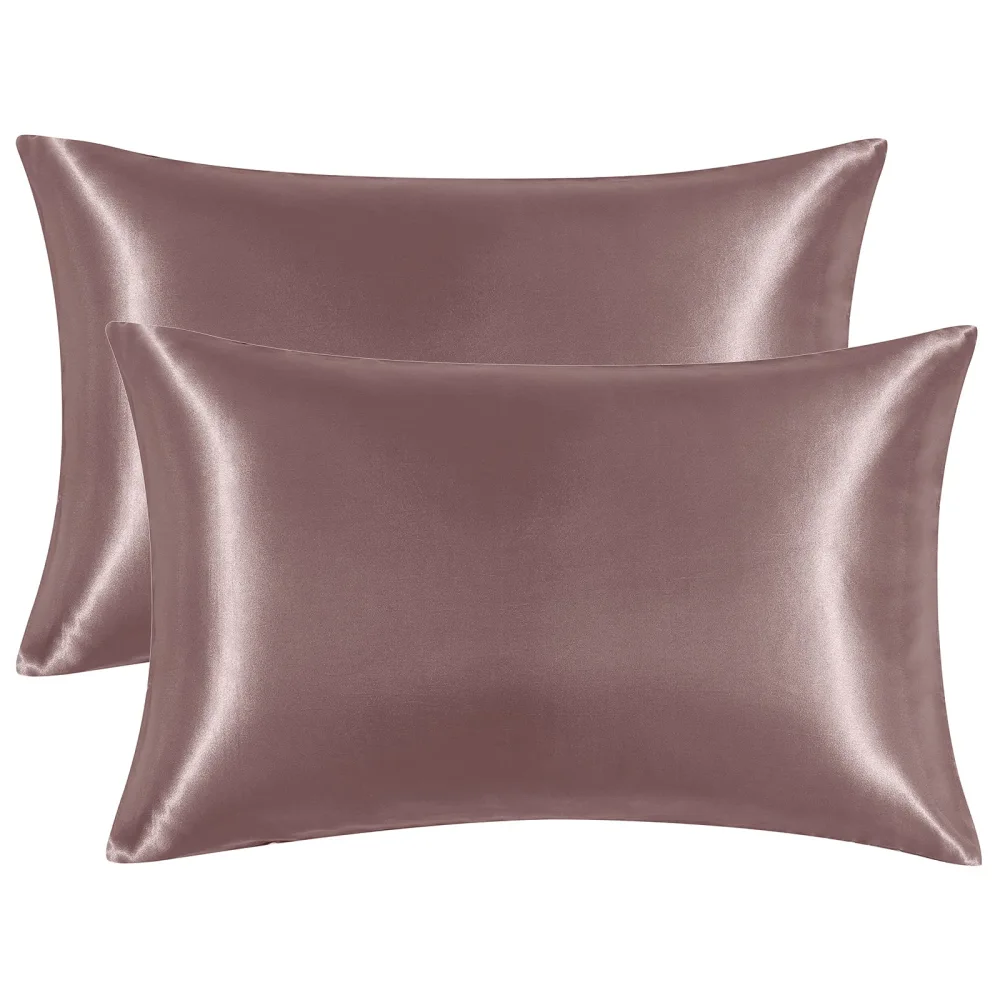 EHEYCIGA Satin Pillowcase Standard Set of 2, Silk Pillowcases for Hair and Skin, Metallic Rose Pillow Cases 2 Pack, Soft Pillow Cover with Envelope Closure, 20X26 Inches