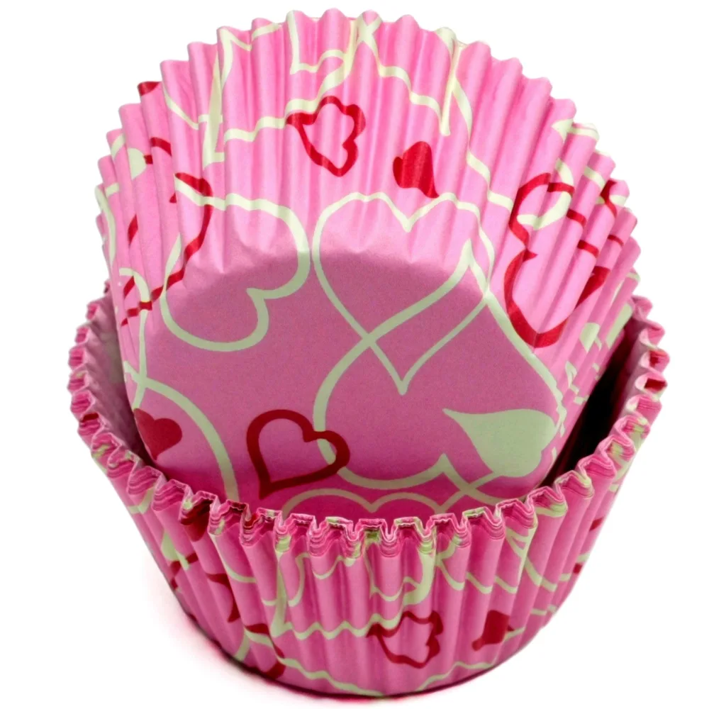 Chef Craft Paper Patterned Cupcake Liners, 50 count, Pink/White/Red