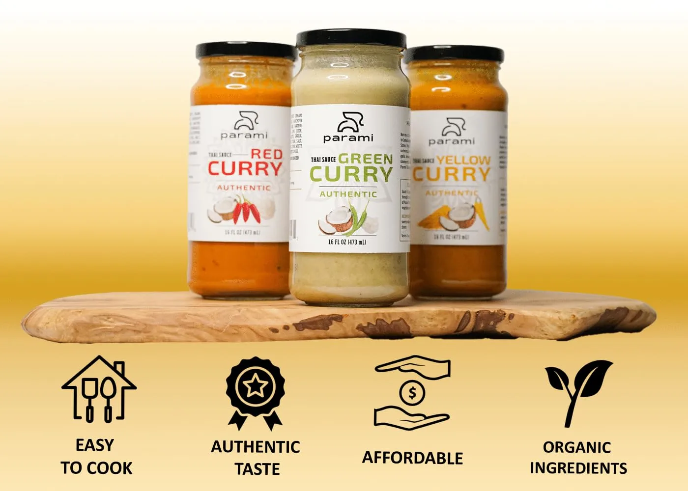 Parami Thai Curry Sauce Size 16 OZ (Gluten Free, Dairy Free, Nut Free) (Pack of 2, Yellow)