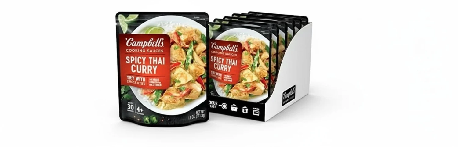 Campbell's Cooking Sauces, Spicy Thai Curry, 11 Oz Pouch (Case of 6) (Pack of 2)