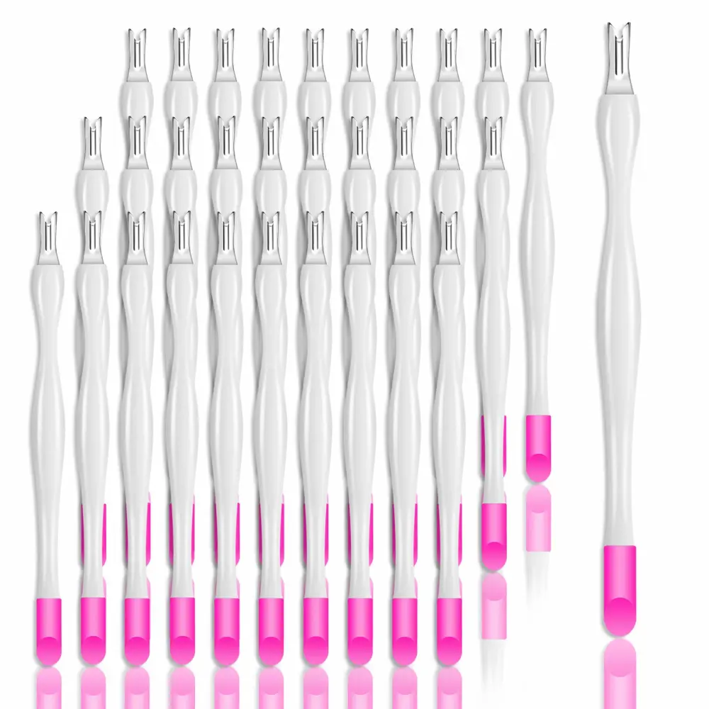 Allstarry 30 Pieces Nail Cuticle Trimmer Remover Plastic Handle Cuticle Pusher Dead Skin Cuticle Knife Nail Cleaner Removal Fork Nail art Tools for Girls Women and Men - White