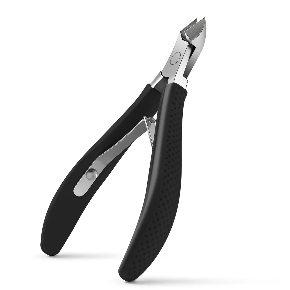 FVION Cuticle Clippers – Small Cuticle Trimmer, Rubber Coated Handle Manicure Tools – Full Jaw Cuticle Cutter for Nails (9mm) Black