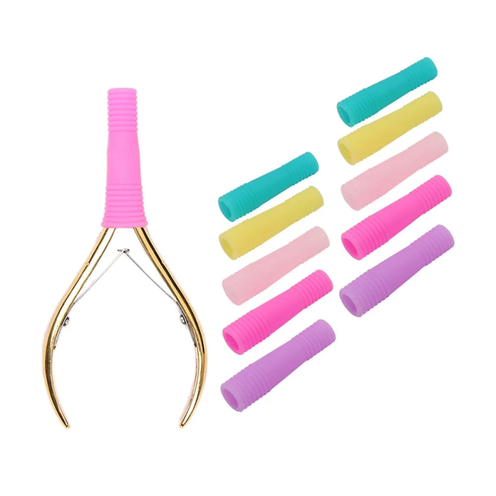 12Pcs Silicone Nipper Cover Protective Sleeve Nail Cuticle Scissors Cap for Manicure Pedicure Tools Nail Cuticle Scissors Dead Skin Scissors, Random Color