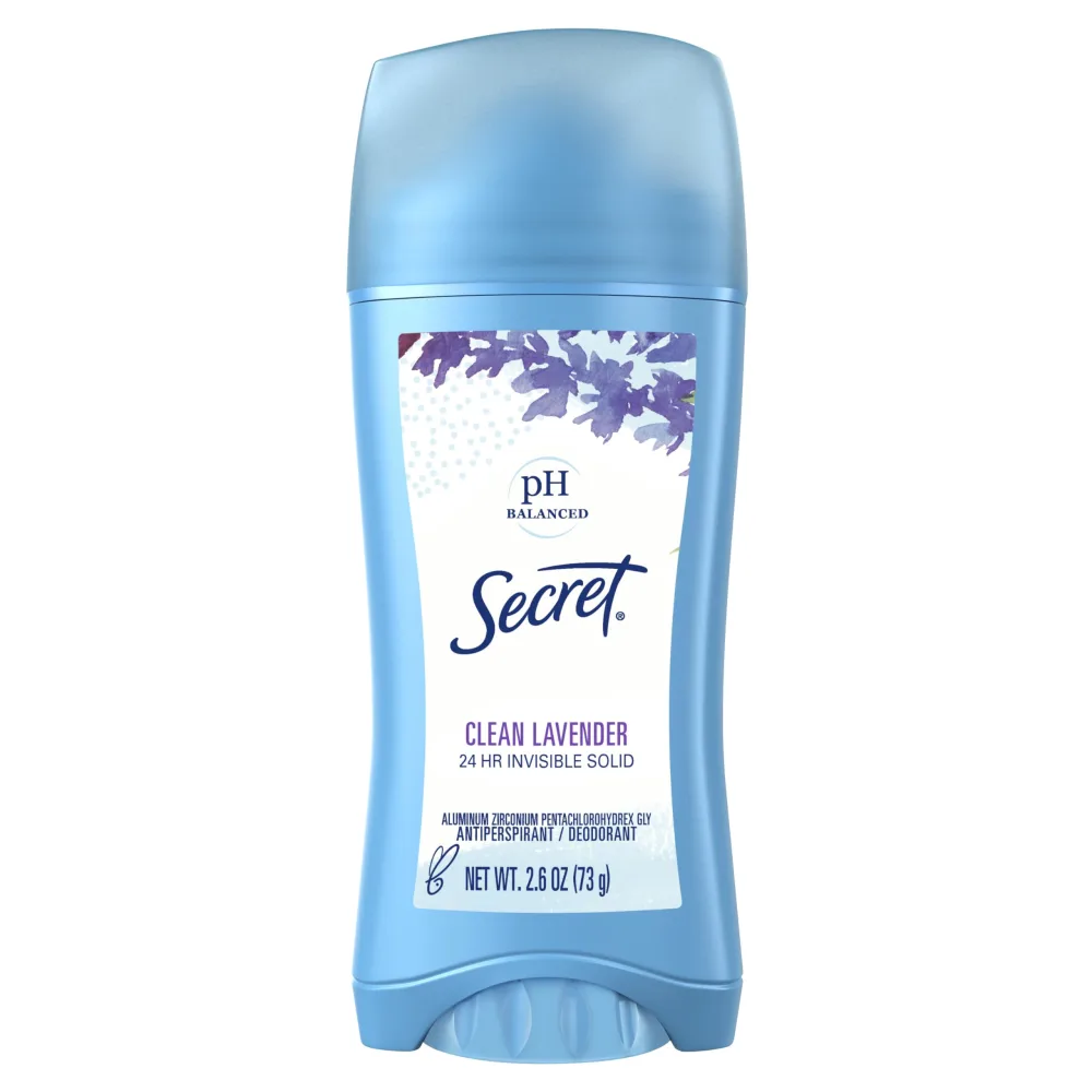 Secret Invisible Solid Antiperspirant and Deodorant for Women, Clean Lavender Scent, 2.6 oz