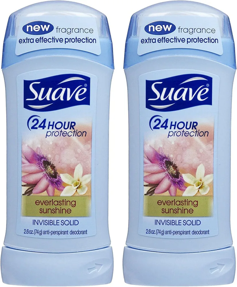 Suave Invisible Solid Antiperspirant Deodorant, Everlasting Sunshine - 2.6 oz - 2 pk