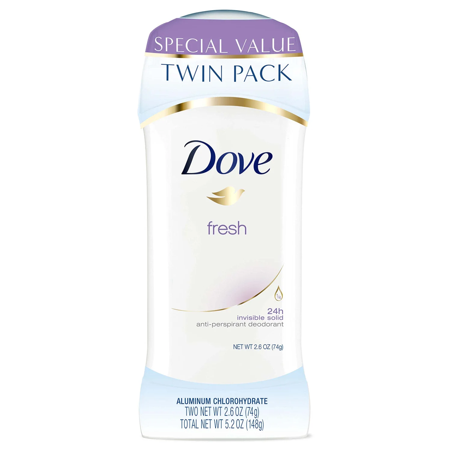 Dove Deodorant, Fresh, 2.6 oz, Twin Pack
