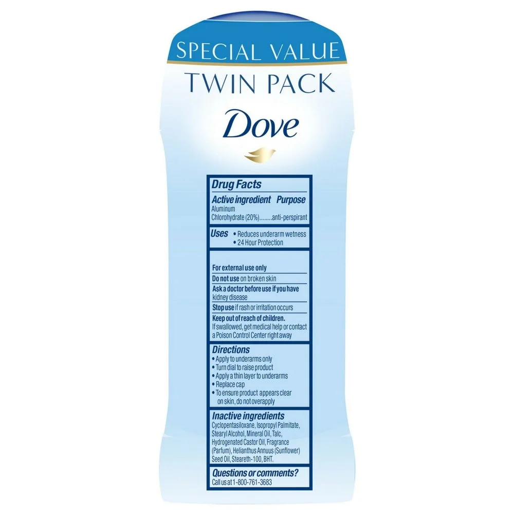 Dove Antiperspirant Deodorant 24-hour Sweat Protection Original Clean Deodorant for Women 2.6 oz, 2 Count