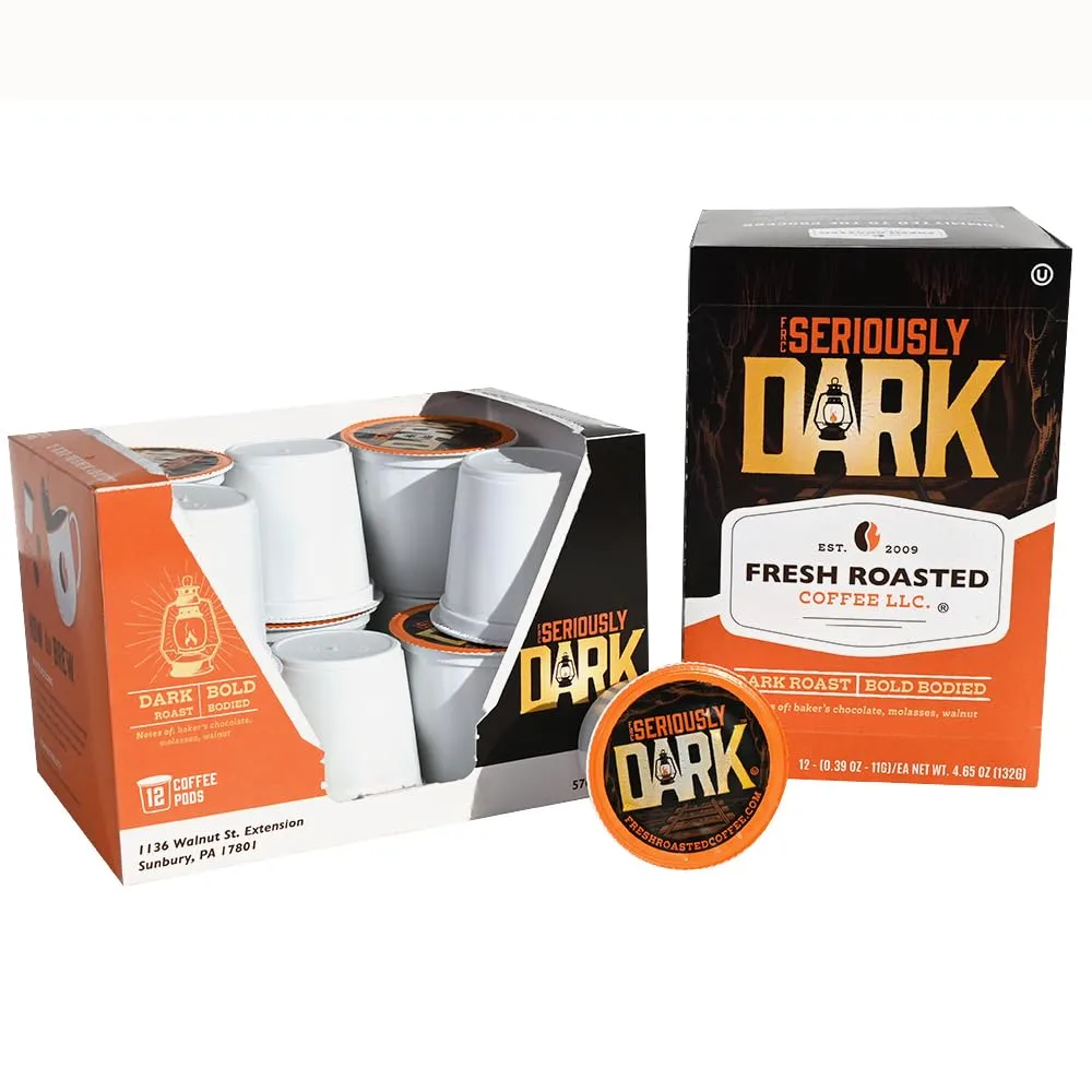 Fresh Roasted Coffee, Seriously Dark Artisan Blend, Kosher | 24 Pods for K Cup Brewers