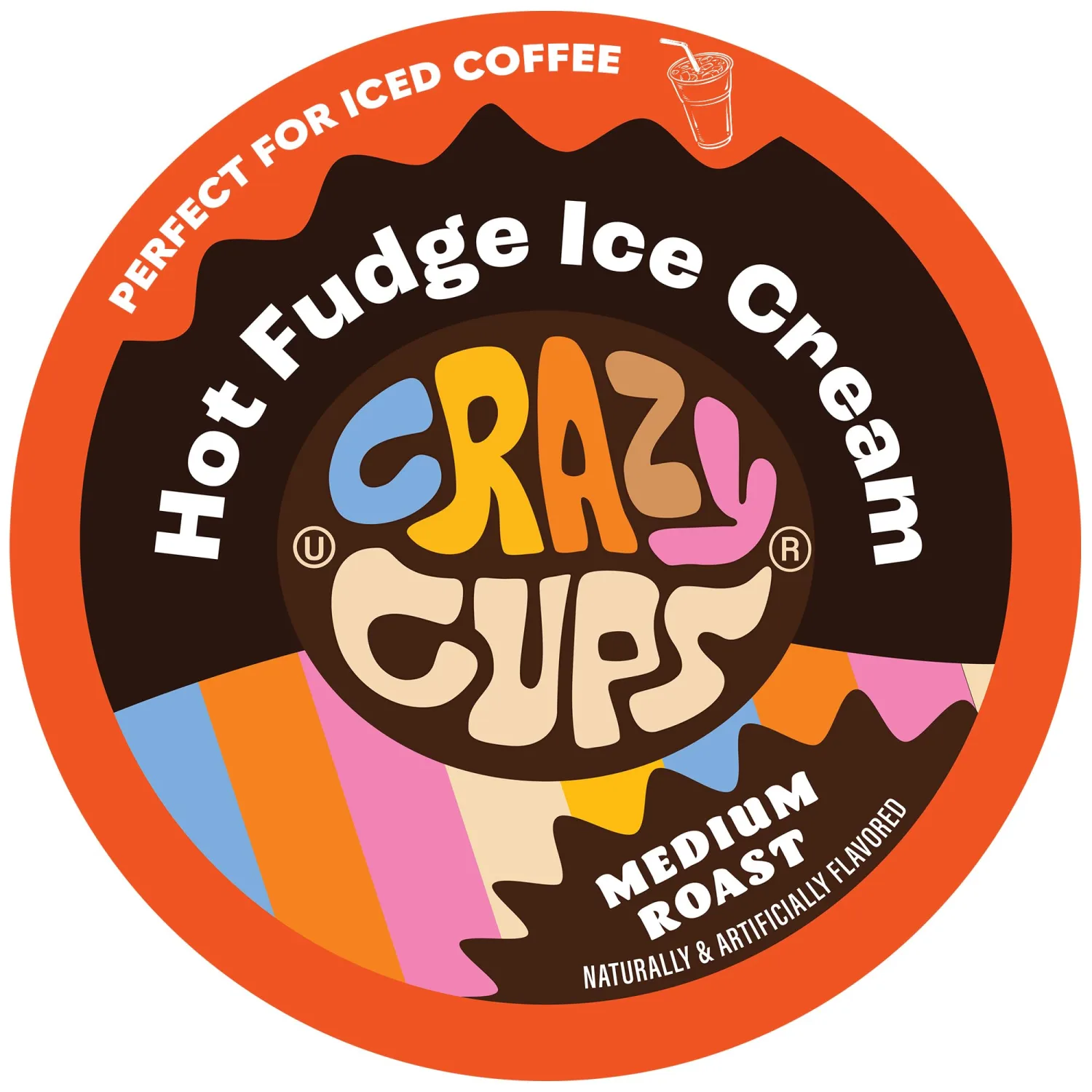 Crazy Cups Flavored Coffee pods, Hot Fudge Sundae, Single-Serve Medium Roast Coffee Cups for Keurig K-Cup Machines, Hot or Iced(Pack of 1, 22 Count Total)