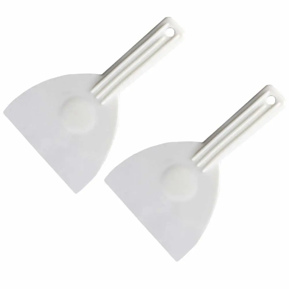 2Pcs Kitchen Plastic Scraper with Handle Dough Pastry Scraper Cutter Baking Cake Cream Chocolate Trimming Scraper Spatula Pizza Cutter for Bread Dough Cake Fondant Icing, White