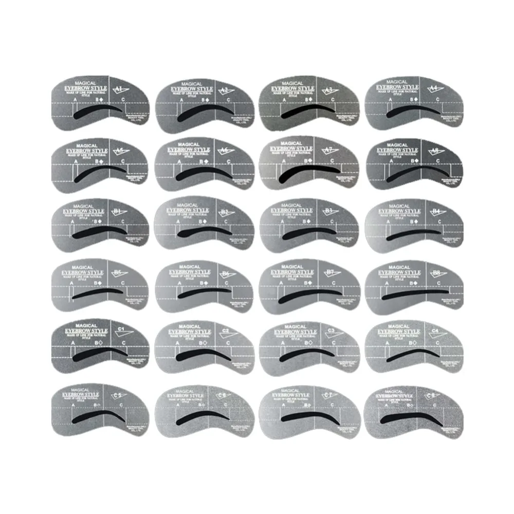 AKOAK Newest 24 Styles 6 Sets Eyebrow Grooming Stencil Kit Template Make Up Shaping Shaper