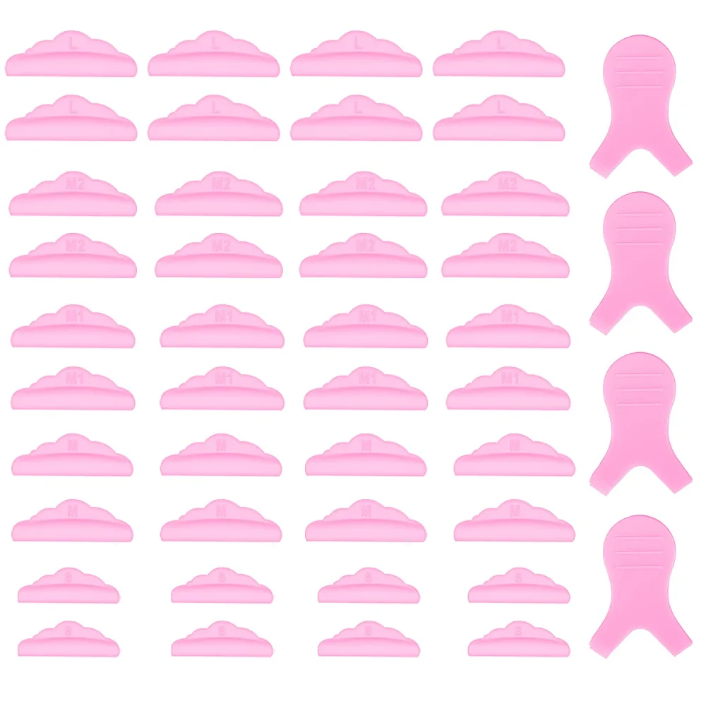 44 Piece Lash Lift Rods,Silicone Eyelash Perming Curler Makeup Tools,5 sizes S/M/M1/M2/L,Reusable Lash Lifting Pads (Pink)