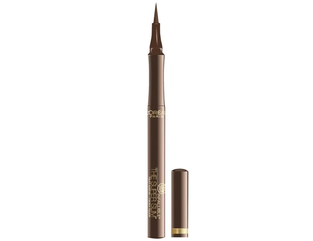 L'Oreal Paris Makeup Infallible Super Slim Long-Lasting Liquid Eyeliner, Ultra-Fine Felt Tip, Quick Drying Formula, Glides on Smoothly, Brown, 0.03 fl oz., 1 Count