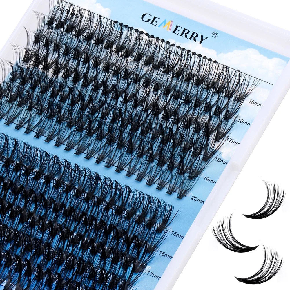 Individual Lashes 240pcs Large Tray 0.07mm 30P+40P D Curl Mix 15-20mm Lash Clusters Soft&Fluffy Cluster Lashes Mink Lash Extension Clusters Mixed Tray False Eyelashes By GEMERRY