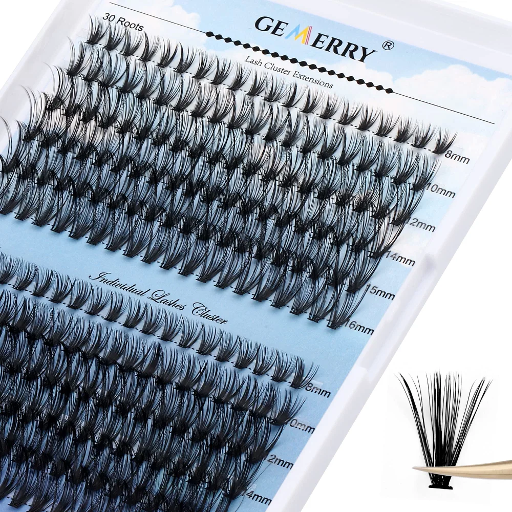 Lash Clusters Eyelash Clusters 280 PCS Cluster Eyelash Extensions Soft&Natural Individual Lashes Mink Cluster Lashes DIY At Home Lash Extension Clusters By GEMERRY(30D/40D-D, 8-16mm)