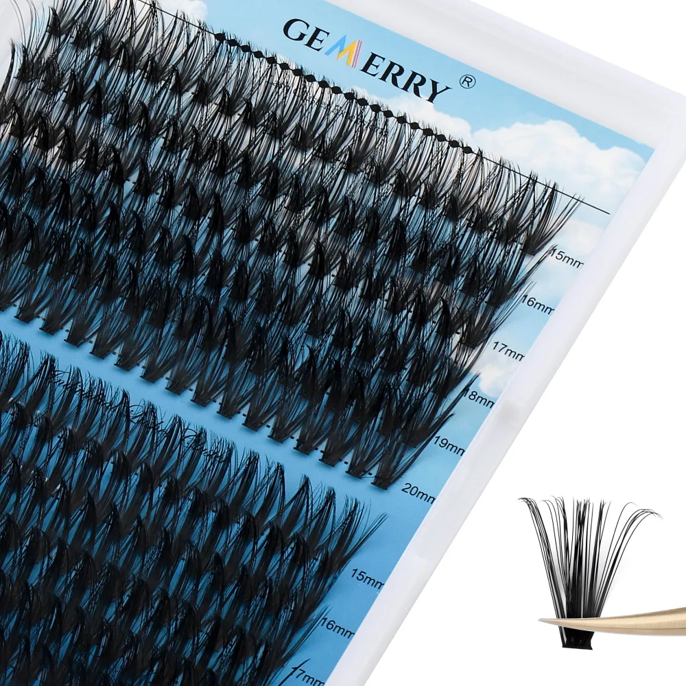 Lash Clusters 240pcs Individual Lashes 0.07mm 40P+50P C Curl Mix 15-20mm Cluster Lashes Natural Soft Mixed Tray Eyelash Clusters DIY Eyelash Extensions By GEMERRY