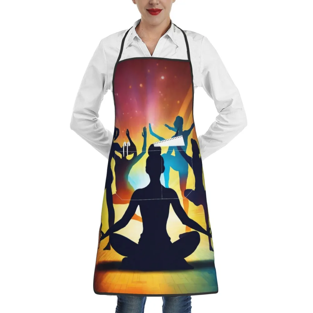 Rich&Rabbit Gymnastics Game Print Kitchen Apron with pockets, Apron for cooking waitress bistro baking gardening painting