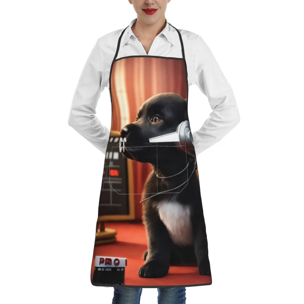 Rich&Rabbit puppies dog Print Kitchen Apron with pockets, Apron for cooking waitress bistro baking gardening painting