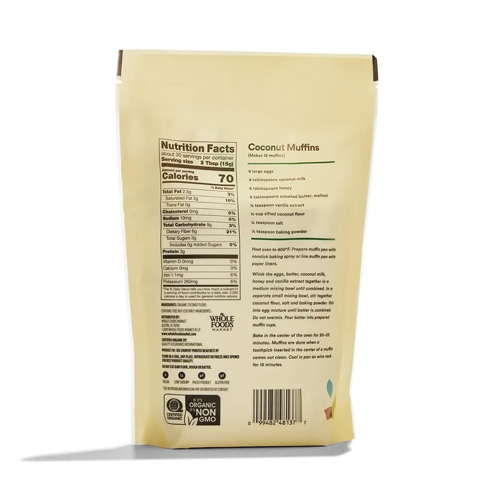365 by Whole Foods Market, Flour Coconut Organic, 16 Ounce (Pack of 2)