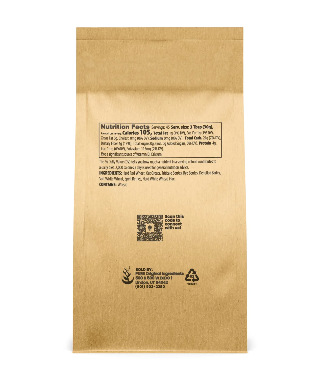 Pure Original Ingredients 9 Grain Flour (3 lb), Bread, Dough, Storable, Transportable, No Additives or Fillers