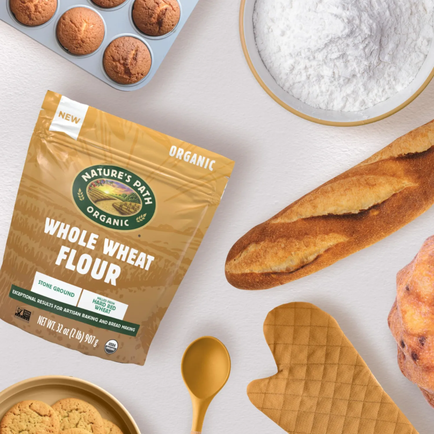 Nature's Path Organic Whole Wheat Flour, 32 oz (Pack of 1), Non-GMO