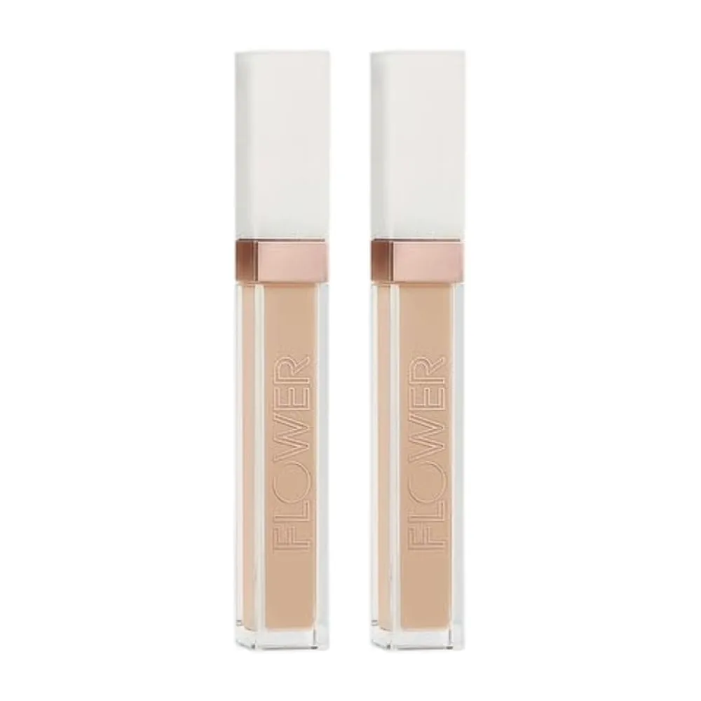 FLOWER Beauty Light Illusion Full Coverage Concealer | Hydrating, Weightless Formula Conceals, Corrects, Covers Dark Circles, Imperfections, Fine Lines and Fatigue | All-Day Wear – Sand (Pack of 2)