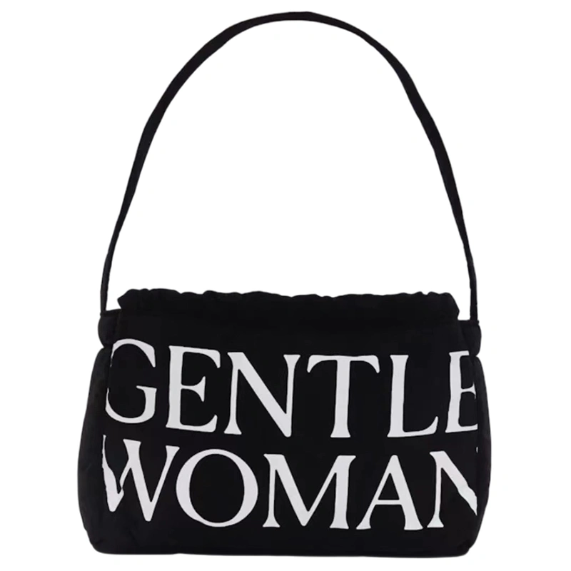 Women Shoulder Bag Letter Print Drawstring Dumpling Bag Girl Hangbag