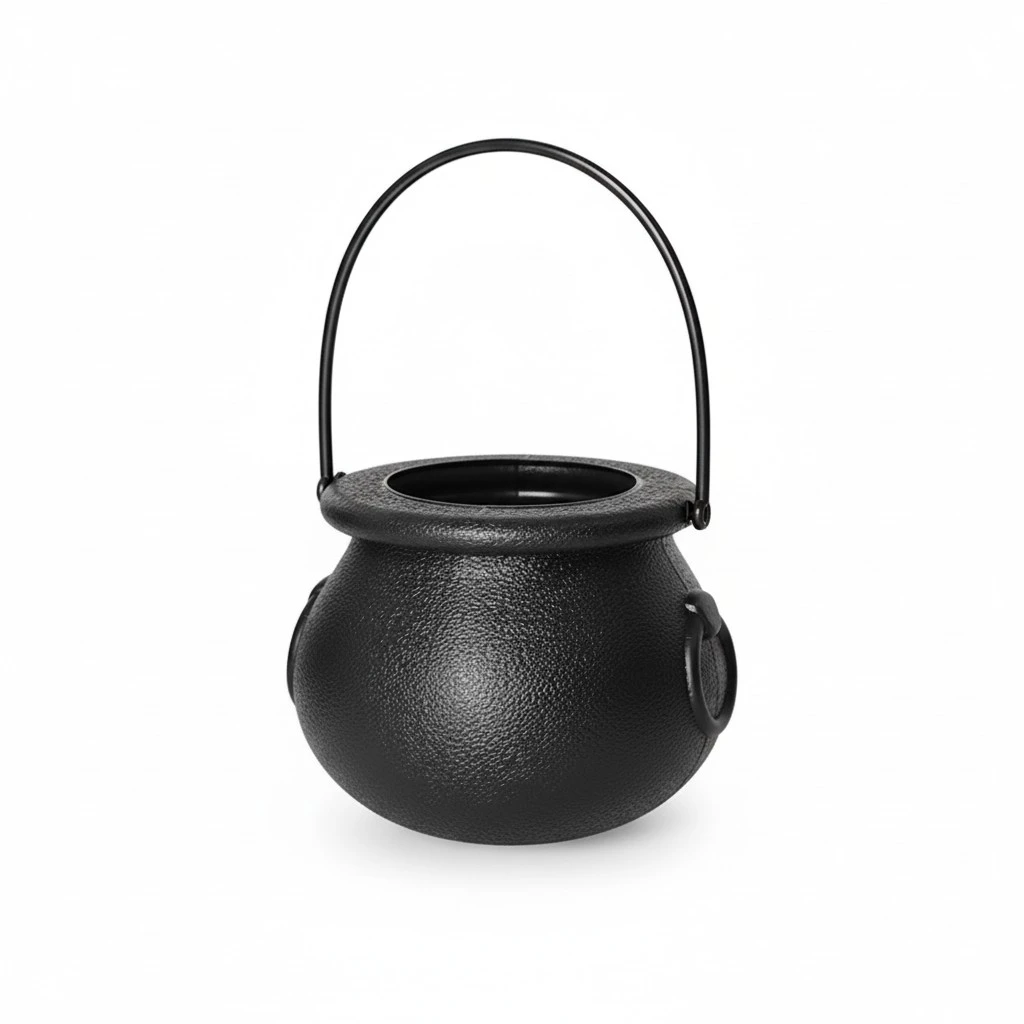 Mini Plastic Cauldrons Halloween Witch Pot Candy Buckets with Handle