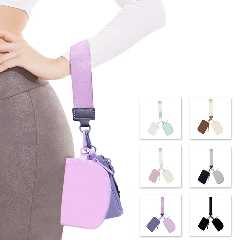Women's Wristlet Keychain Wallet Dual Pouch Zip Around Coin Purse